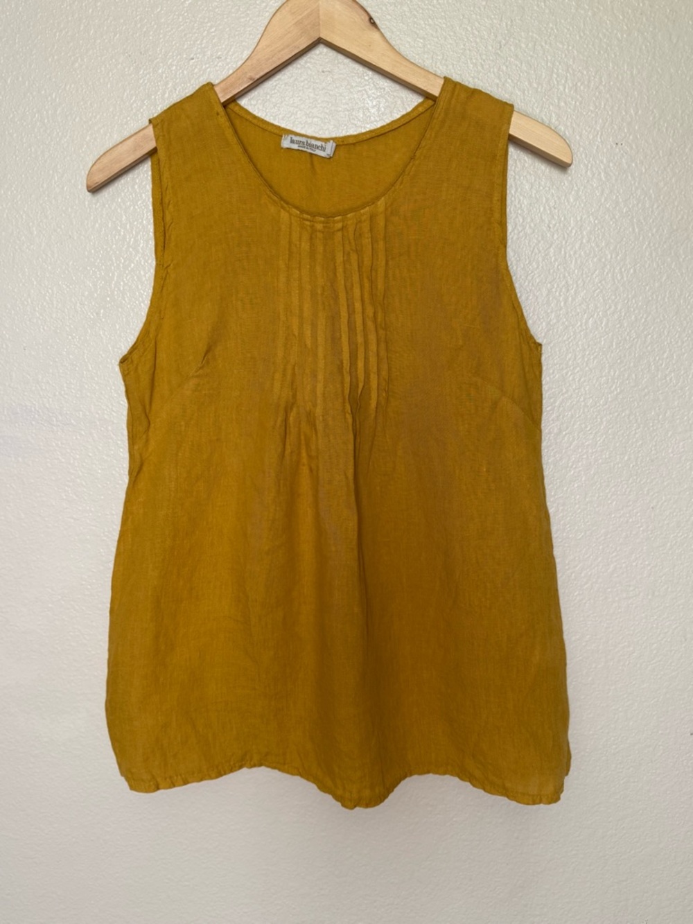 Laura Bianchi 100% Linen Mustard S Tank Top